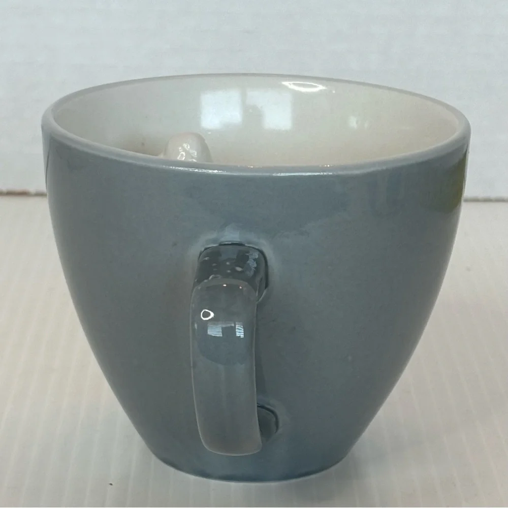 Creature Cups Gray w/ White Alligator Head Inside Funny Prank Ceramic Mug 12 oz.
